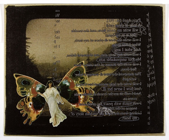 Pop Surrealism mixed media collage image text image Fairies fox & sunset