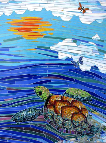 Return Through Sky River, sea turtle detail