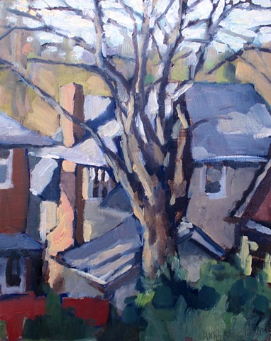 Montford Roofs, 10x8in, oil on panel, sold
