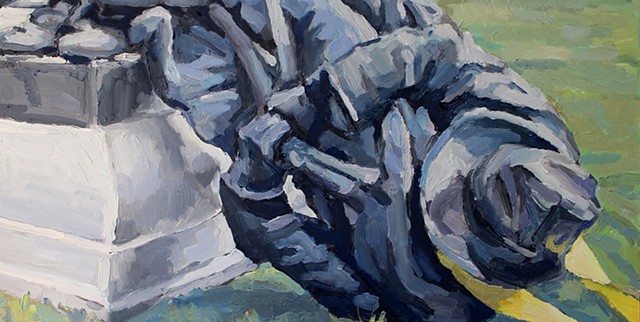 Open Casket (Durham Confederate Soldiers Monument) oil on panel, 12x24in