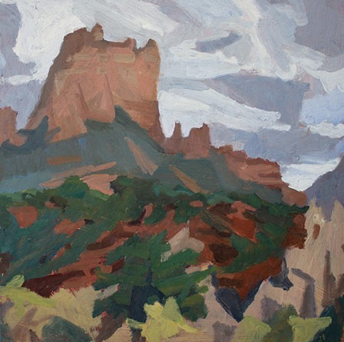 Cloudy Day in Sedona, 10x10in, oil on panel, sold