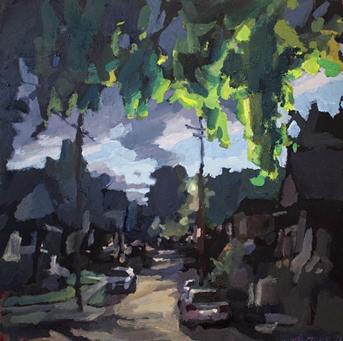 Foreground Leaves, 18x18in, oil on panel , available