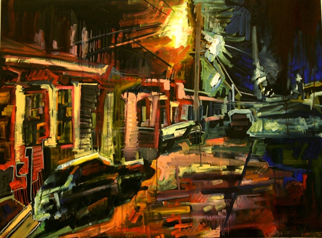 Street Nocturne Moving Toward Abstraction, 3ft x 4ft, oil on canvas