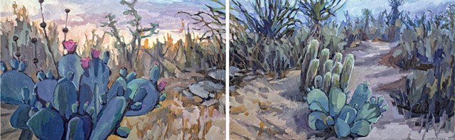 Desert Perspective, 30x96in, oil on canvas, diptych, sold