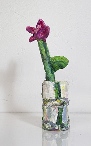 Trompe L'oeil Flower, oil on ceramic, 9 x 2.5 x 2.5in, available 