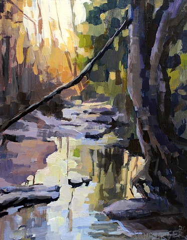 Creek at the Botanical Gardens, 11x14in, Acrylic on panel, SOLD