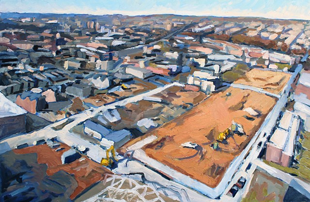 Aerial East Baltimore, 24x36in, oil on canvas