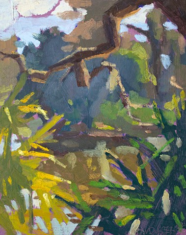 Through the Fronds, 10x8in, oil on panel, sold