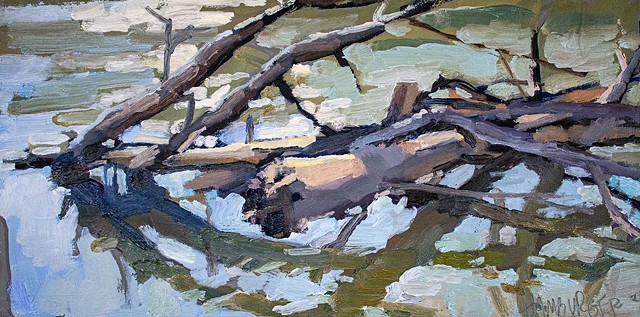 French Broad Log Jam, 6x12in, oil on panel, sold