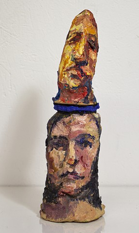 Higher Self, oil and mortar on ceramic, 11 x 4 x 3in, available 