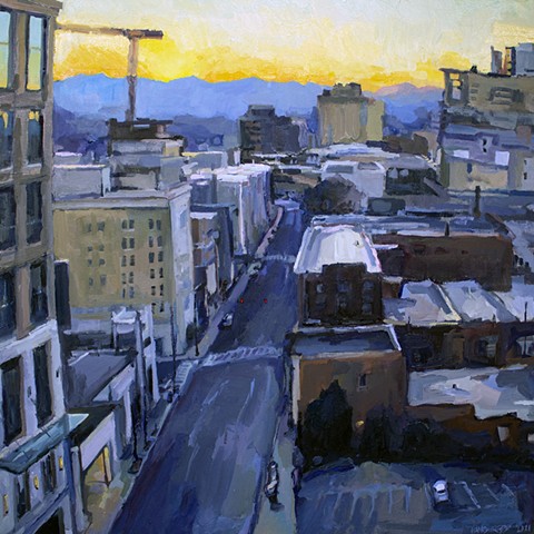 Asheville Skyline, 40x40in, oil on canvas, sold 