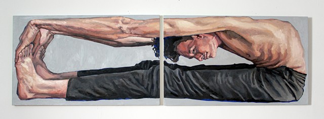 Feedback Loop, 30x96, oil on two canvases, sold