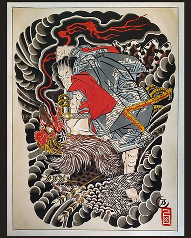 Oki no Jiro Fights a Monster Bird

Saihosha Kuniyoshi Study c.1810

ORIGINAL PAINTING FOR SALE
