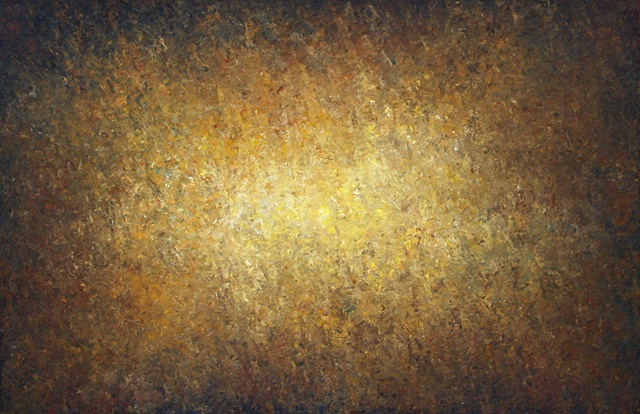 Definitely about the light and color of Rembrandt's Lucretia at the Minneapolis Institute of Art.  Large scale abstract painting by Bill Colburn. 