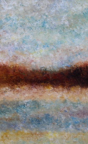 Almost a candy landscape with the heavy impasto! Abstract landscape painting by Bill Colburn.