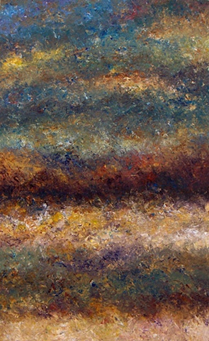 Another abstract landscape painting that looks to me like a layer cake! Abstract landscape painting by Bill Colburn.