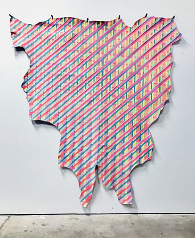 mikey Kelly contemporary minimal op art painting acrylic linen pattern line artist studio