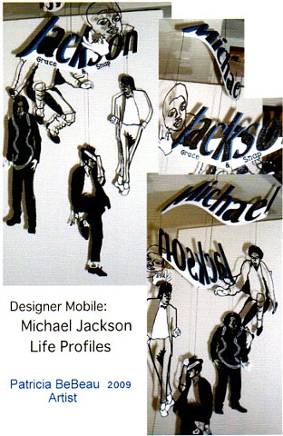 Profile Images of Michael Jackson mobile one of a kind by Patricia BeBeau 