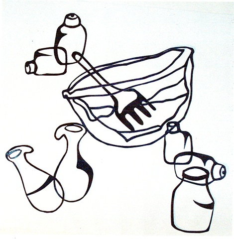 Stencil image of bowl and jars cutout mobile by Patricia BeBeau