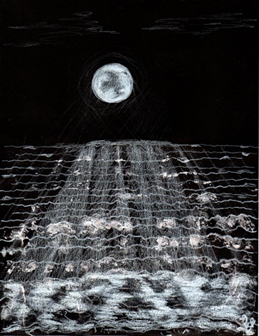 Image of Atlantic Ocean at night as Moon's Temple by Patricia BeBeau.