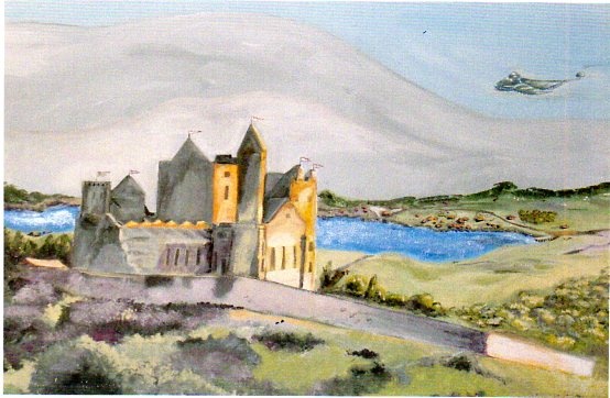 Image of Castle beseiged by Dragon spaceship by Patricia BeBeau.