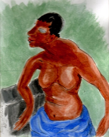 Drawing of Ancient Egyptian Black Woman by Patricia BeBeau.