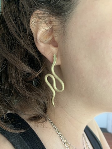 brass earrings with sterling silver posts