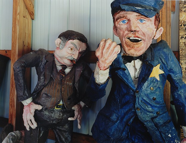 Figures of Company Boss and Corrupt Official In Storage, Discovery Center, Formerly Ironworld, Chisholm, Minnesota 2014