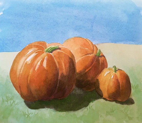 pumpkins, watercolor