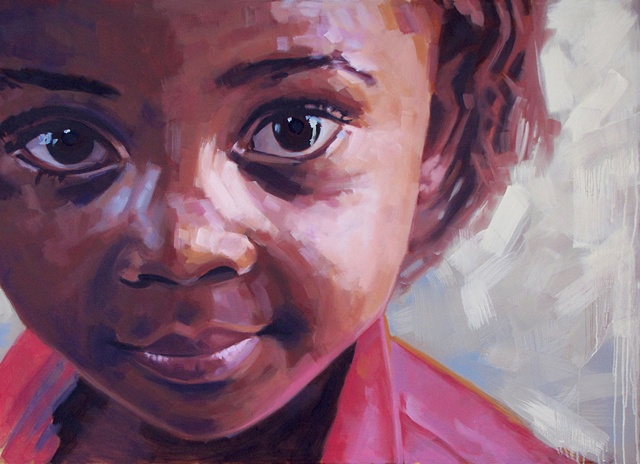 original oil painting by Luke Vehorn South African artist former redux artist AIDS orphan contemporary portrait