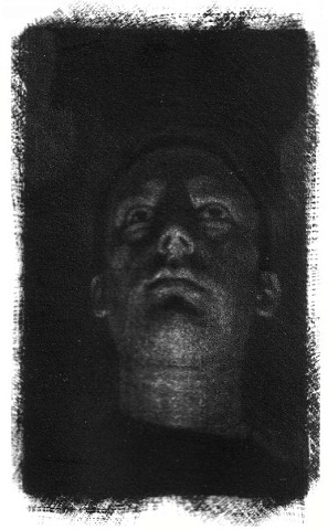 Mezzotint Self Portrait of artist Luke Vehorn