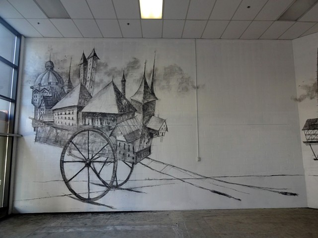 Mobil Homes, Charcoal on wall - Project Space 2013