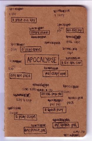 Process: the "Apocalypse" anagram on the cover of the book, before the xerox transfer and the painting was applied