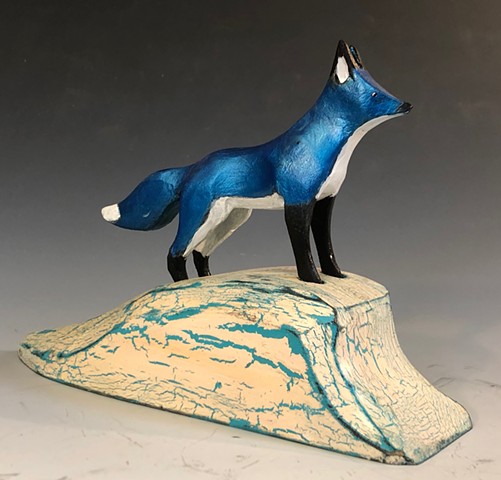 "Blue Fox on Snowbank"