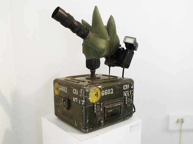 art surplus military camera canon nikon flash sculpture micro-film up-cycled recycled one-of-a-kind