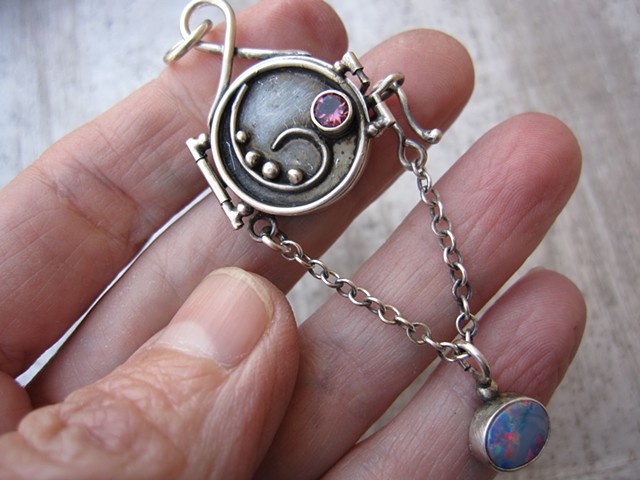 Reliquary with Pink Tourmaline and Opal