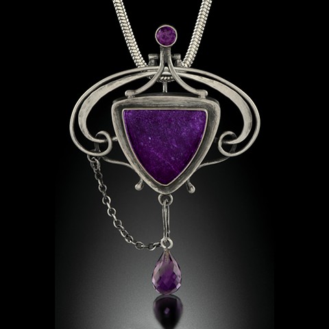 Sugalite and Amethyst Reliquary in Sterling Silver