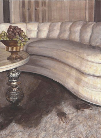 Bowl of Grapes on a White Couch