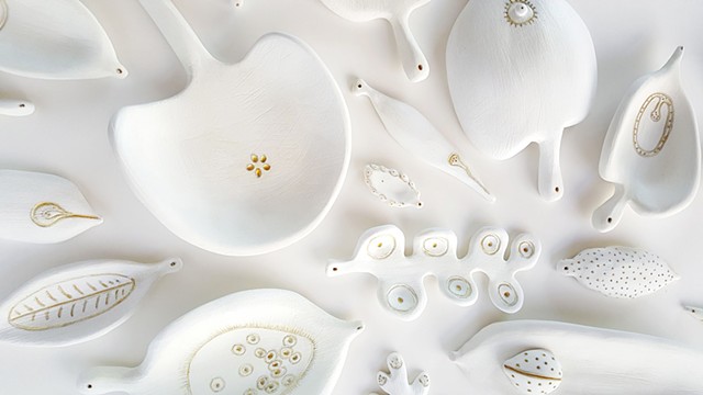 porcelain leaf forms by Mary Meyer