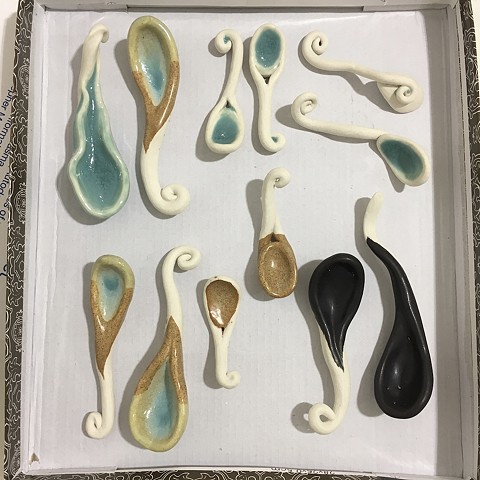 Sometimes I make functional things for Christmas and charity events. These are sugar spoons.