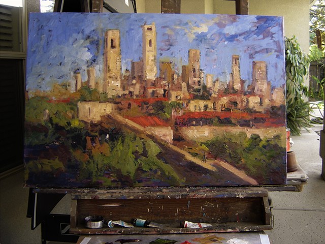 San Gimignano Italy, Italian hilltowns, R. W. Bob Goetting, original oil paintings of Italy, paintings of San Gigmagnano