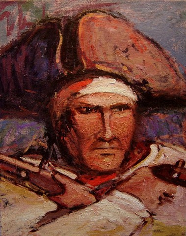 Original oil painting of a defiant pirate