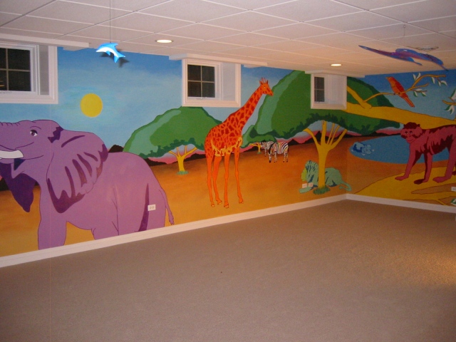 Jungle mural, private residence, Downers Grove, Il.