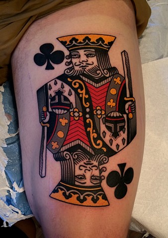 king of clubs tattoo by tattoo artist dave wah at stay humble tattoo company in baltimore maryland the best tattoo shop in baltimore maryland