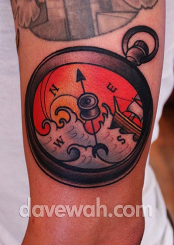 compass tattoo by dave wah at stay humble tattoo company in baltimore maryland the best tattoo shop in baltimore maryland