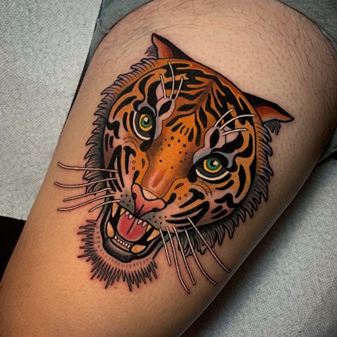 TIGER HEAD TATTOO BY DAVE WAH