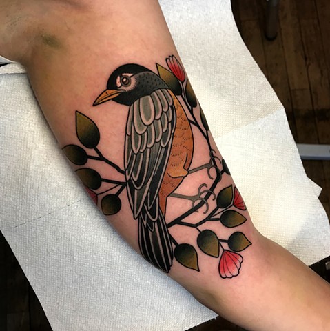 american robin tattoo by dave wah at stay humble tattoo company in baltimore maryland the best tattoo shop and artist in baltimore maryland
