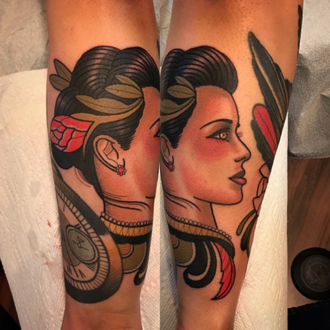 girl head tattoo by dave wah at stay humble tattoo company in baltimore maryland the best tattoo shop in baltimore maryland