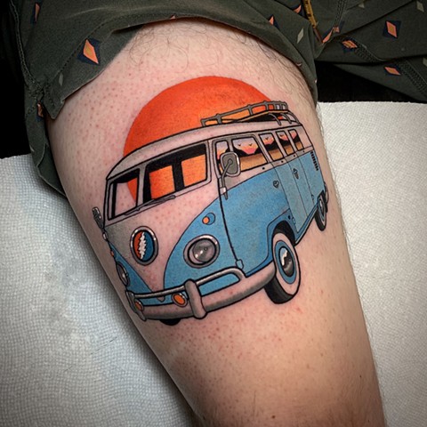 volkswagen van tattoo by tattoo artist dave wah at stay humble tattoo company in baltimore maryland the best tattoo shop in baltimore maryland