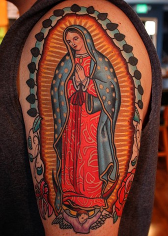 guadalupe tattoo by dave wah at stay humble tattoo company in baltimore maryland
